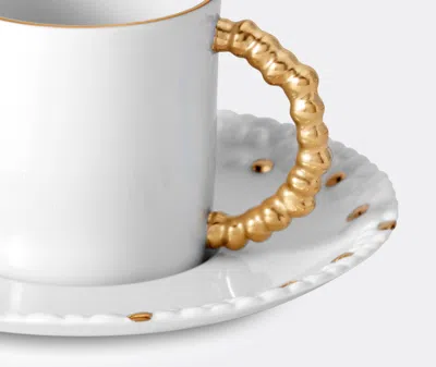 L'objet Haas Mojave 2-piece 24k Gold & Porcelain Espresso Cup & Saucer Set In White & Gold
