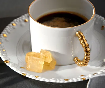 L'objet Haas Mojave 2-piece 24k Gold & Porcelain Espresso Cup & Saucer Set In White & Gold
