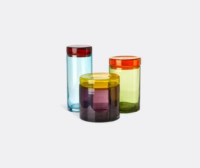 Polspotten Caps & Jars Set Of 3 Glass Containers In Multicolor