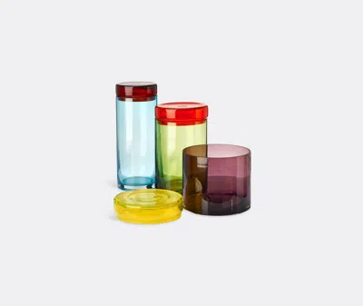 Polspotten Caps & Jars Set Of 3 Glass Containers In Multicolor