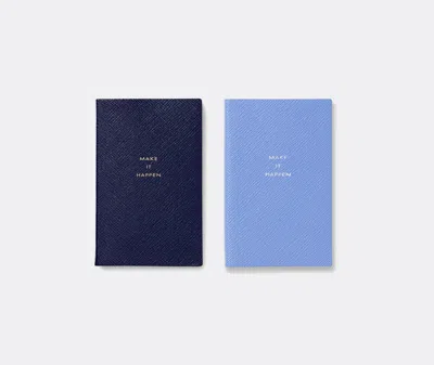Smythson Panama Notebook In Nile Blue