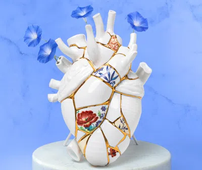 Seletti Love In Bloom Kintsugi Vases Multicolor In White