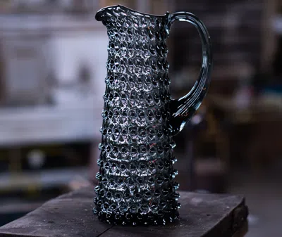 Klimchi Hobnail Crystal Tall Jug In Grey Smoke