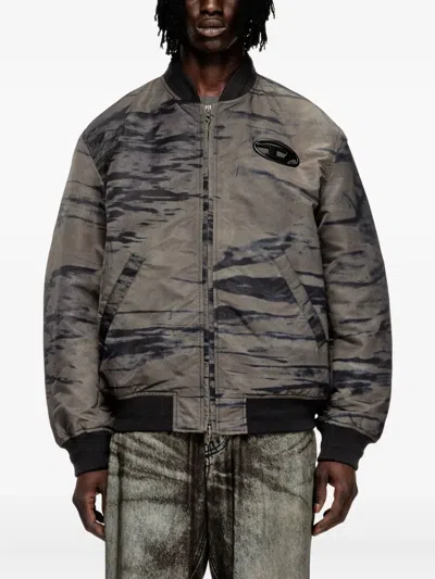 Diesel Mens J-kepes Logo-plaque Nylon Bomber Jacket 02 In Neutral