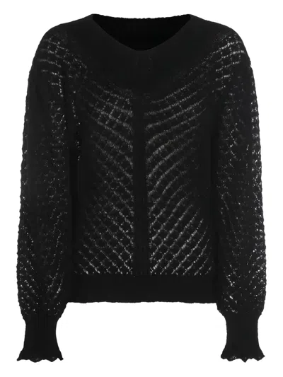 Twinset Twin-set Open Knit Sweater In Black