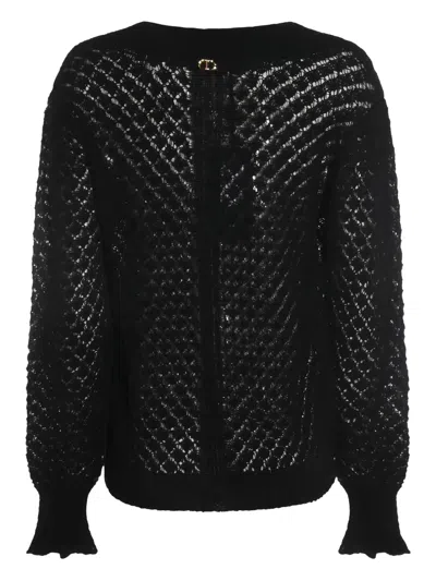 Twinset Twin-set Open Knit Sweater In Black