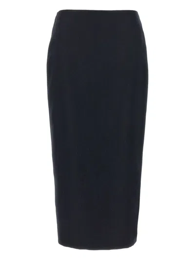 Blazé Milano Blaze Milano Maine Sussex Longuette Wool Midi Skirt In Blue