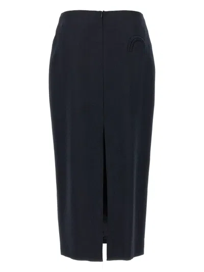 Blazé Milano Blaze Milano Maine Sussex Longuette Wool Midi Skirt In Blue