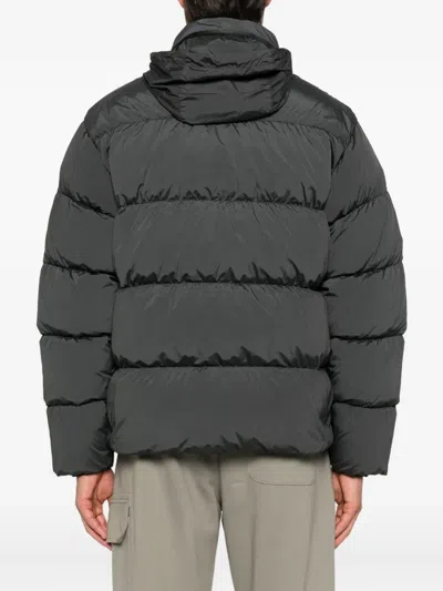 C.p. Company Quilted Padded Jacket With High Collar And Logo Patch In Gray