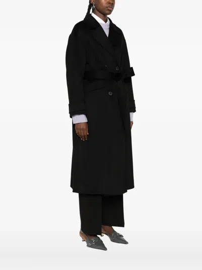 The Dynamis Studio Belted Double-breasted Coat In Black