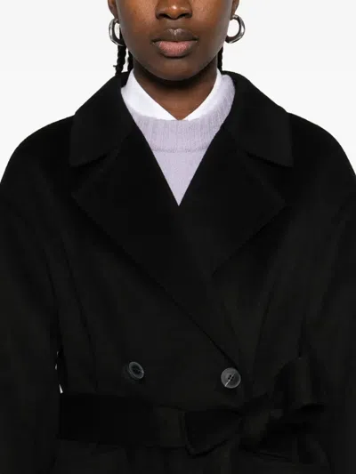The Dynamis Studio Belted Double-breasted Coat In Black