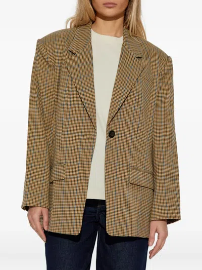 Gestuz Checked Single-button Blazer In Metallic