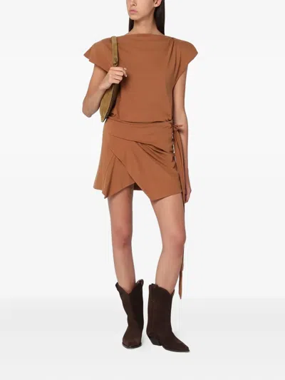 Isabel Marant Asymmetrical Sebani T-shirt In Caramel Colour In Brown
