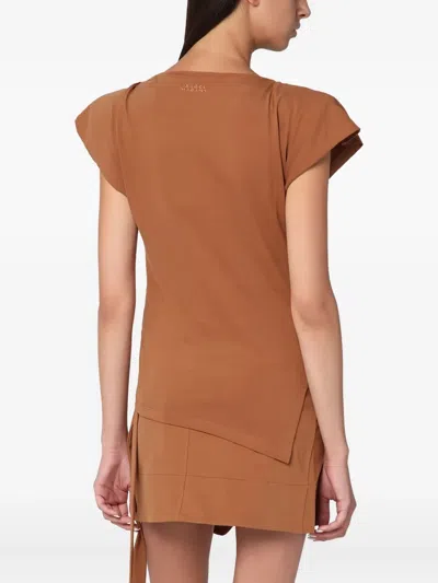 Isabel Marant Asymmetrical Sebani T-shirt In Caramel Colour In Brown