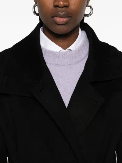 The Dynamis Studio Belted Wool Single-breasted Coat In Black