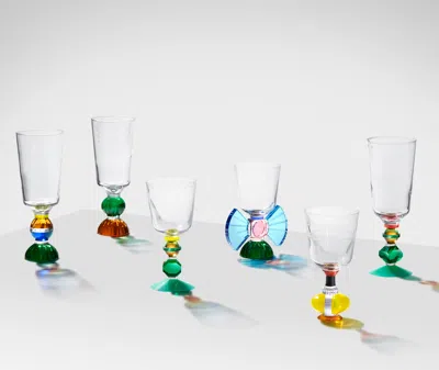 Reflections Copenhagen Ascot Tall Crystal Glass Set Of 2 - Clear/emerald/cobalt/brown/bright Yellow In Multicolour