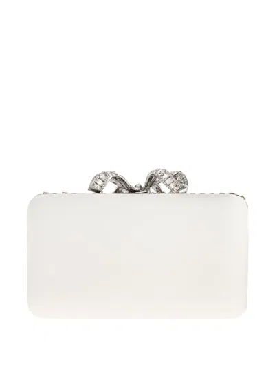 Self-portrait Metallic Clutch With Crystal Embellishments On The Front And Snap Bow Closure In Tech Fabric Woman In Multi