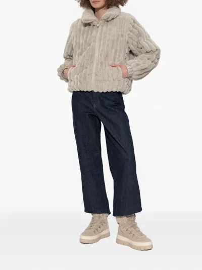 Save The Duck Ribbed-texture Zip-front Jacket In Neutral
