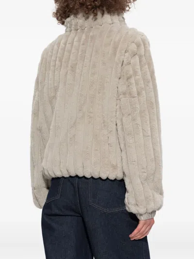 Save The Duck Ribbed-texture Zip-front Jacket In Neutral