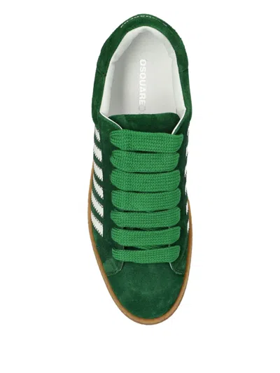 Dsquared2 Textured Green Sneakers With Retro Patch And Chunky Sole In Green