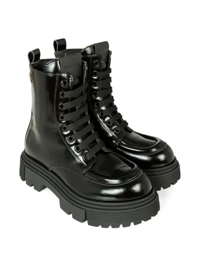 Calvin Klein Black Boots For Kids With Logo In Black