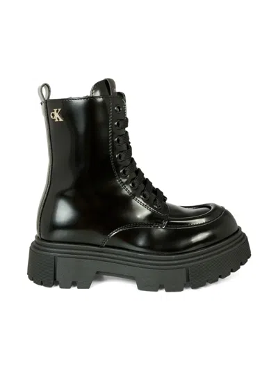 Calvin Klein Black Boots For Kids With Logo In Black