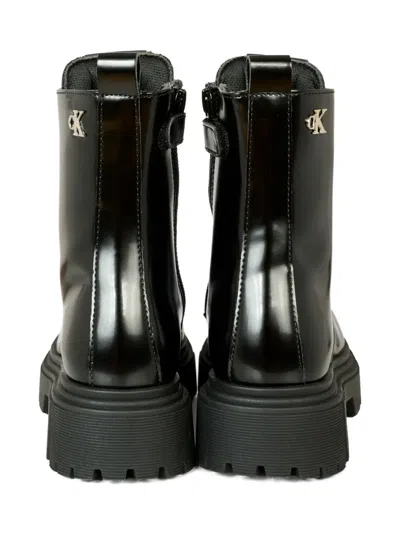 Calvin Klein Black Boots For Kids With Logo In Black