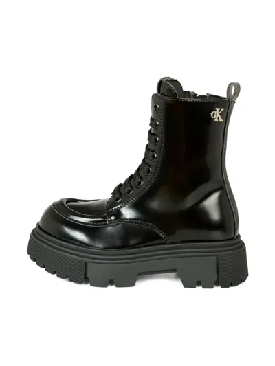 Calvin Klein Black Boots For Kids With Logo In Black