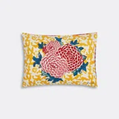 Lisa Corti Arabesque Corolla Rectangular Cotton Cushion In Multicolor