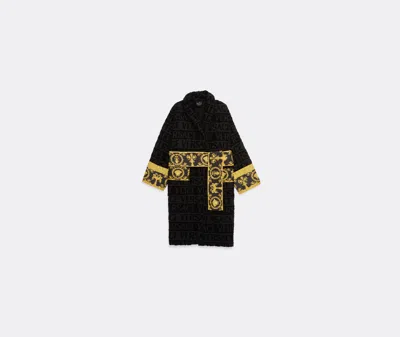 Versace I Love Baroque Cotton Robe In Black