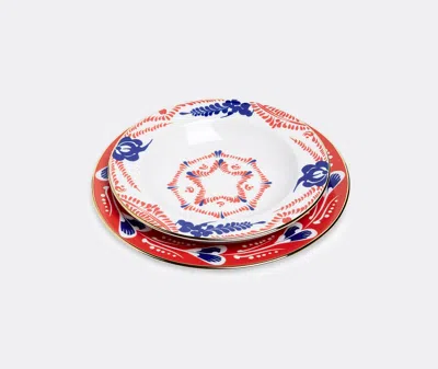 La Doublej Soup And Dinner Plates Set In Multicolor