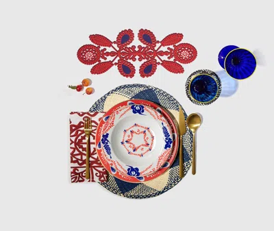 La Doublej Soup And Dinner Plates Set In Multicolor