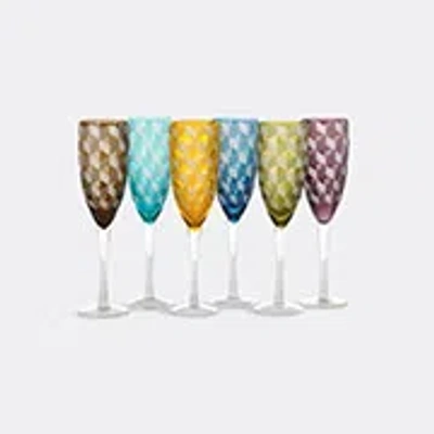 Polspotten Set Of 6 Multicolor Champagne Glasses In Multicolor