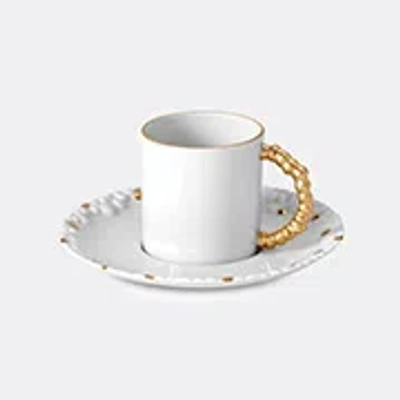 L'objet Haas Mojave 2-piece 24k Gold & Porcelain Espresso Cup & Saucer Set In White & Gold