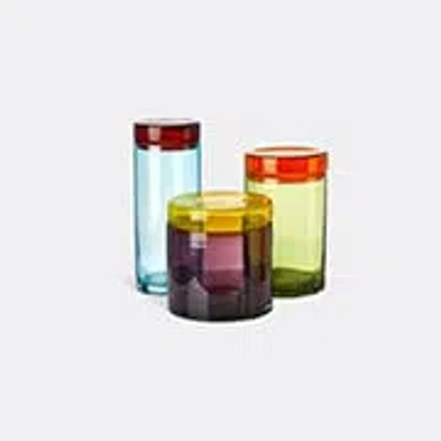 Polspotten Caps & Jars Set Of 3 Glass Containers In Multicolor