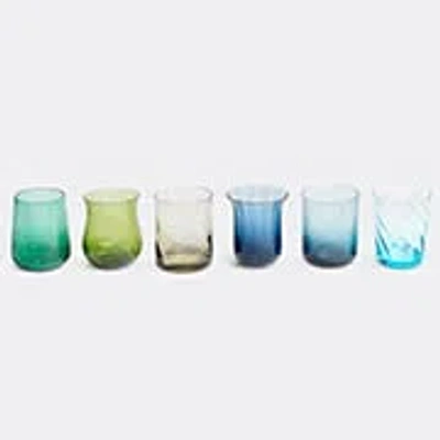 Bitossi Home Set Of Six Assorted Tumblers In Blue, Green