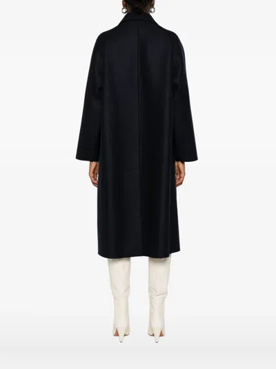 Harris Wharf London Wool Coat With Raglan Sleeves And Pockets In Black