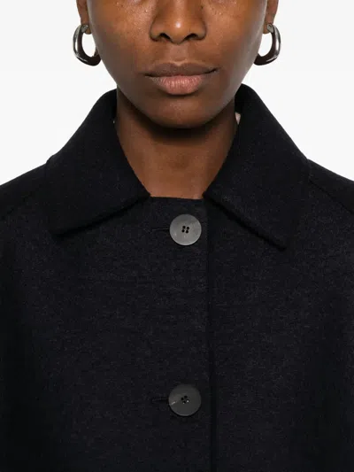 Harris Wharf London Wool Coat With Raglan Sleeves And Pockets In Black