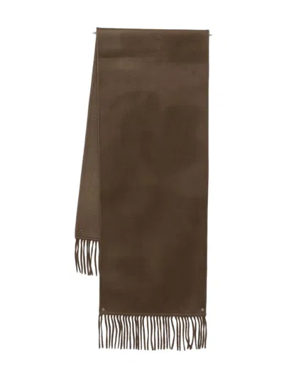 The Dynamis Studio Fringe Wool Scarf In Brown