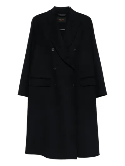 Paltò Daria Double-breasted Wool Coat In Blue