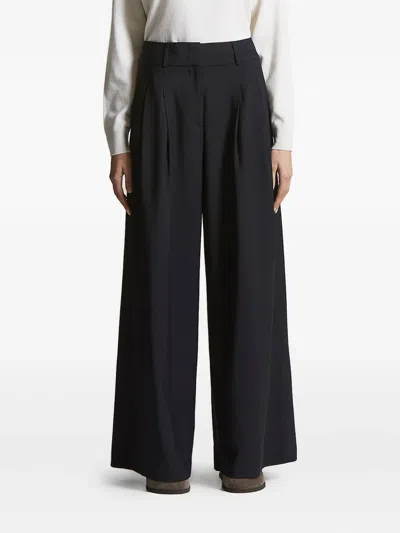Peserico Pleated Wide-leg Trousers In Blue