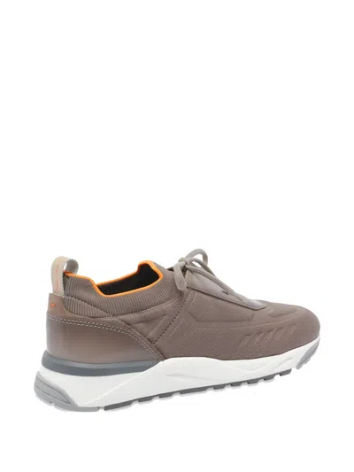 Santoni Sneakers Low Top Round Toe In Brown