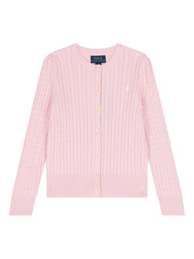 Polo Ralph Lauren Mini-cable Cotton Cardigan In Pink