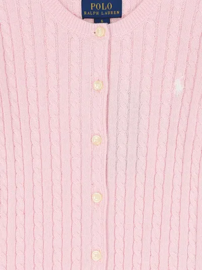 Polo Ralph Lauren Mini-cable Cotton Cardigan In Pink