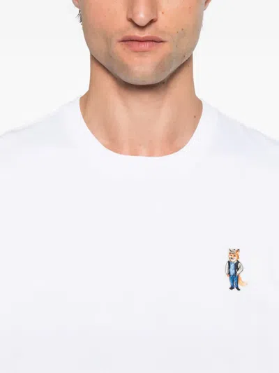 Maison Kitsuné T-shirt With Dressed Fox Embroidery In White