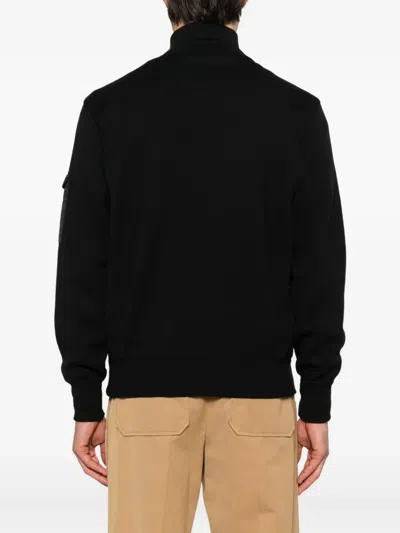 Paul & Shark Hybrid Ribbed High Collar Padded Sweater In Black