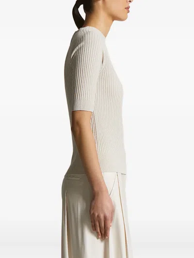 Peserico Lightweight Stretch Fit Crew Neck Sweater In Neutral