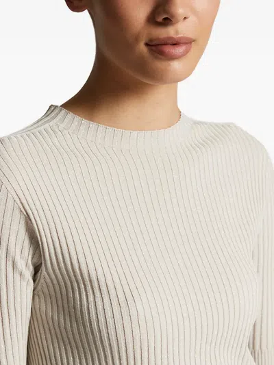 Peserico Lightweight Stretch Fit Crew Neck Sweater In Neutral