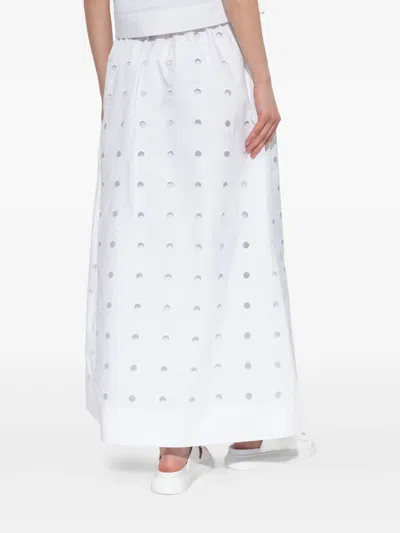 Posse Open-cut Dots Midi A-line Skirt In White