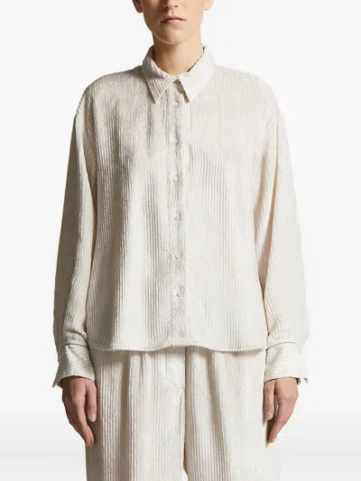 Peserico Ribbed-texture Button-down Shirt In Neutral